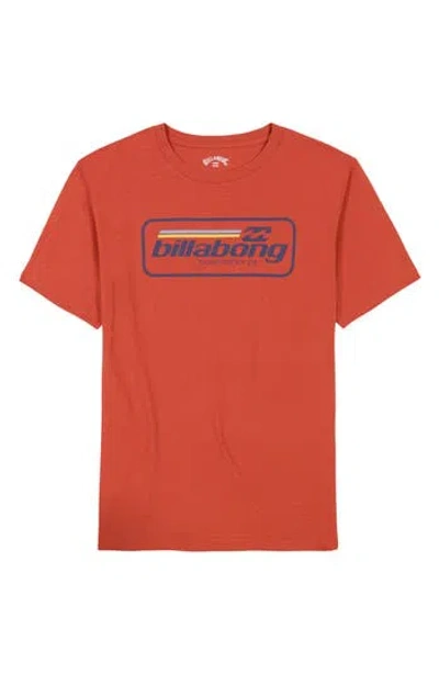 Billabong Kids' Walled Logo Graphic T-shirt In Dusty Red