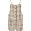 Billabong Kids' Wave Watch Jr. Plaid Cotton Blend Romper In Gray