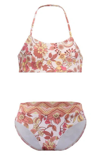 Billabong Kids' Wildflower Whirl Reversible Two-piece Swimsuit In Multi