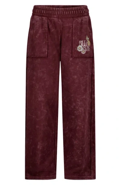 Billabong Kids' Wildflower Wide Leg Pants In Burgundy