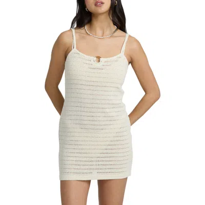 Billabong Kora Semisheer Cotton Blend Knit Cover-up Minidress In Neutral
