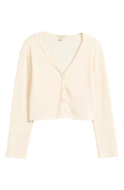 Billabong Lana Pointelle Stitch Button-up Top In White Cap