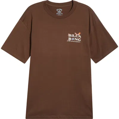 Billabong Land To Sea Cotton Graphic T-shirt In Brown