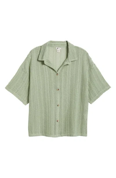 Billabong Largo Open Stitch Cover-up Shirt In Pistachio