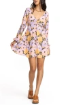 Billabong Last Call Cutout Long Sleeve Minidress In Multi