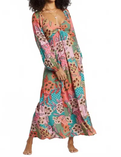 Billabong Last Call Deep V-neck Dress In Emerald Bay In Multi