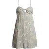 Billabong Last Sunset Floral Print Crinkle Minidress In Pistachio