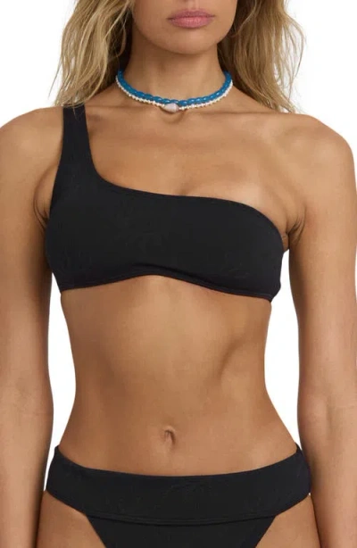 Billabong Laura Twisted Sun One-shouler Bikini Top In Black