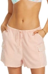Billabong Let's Go Cotton Blend Drawstring Cargo Shorts In Faded Rose