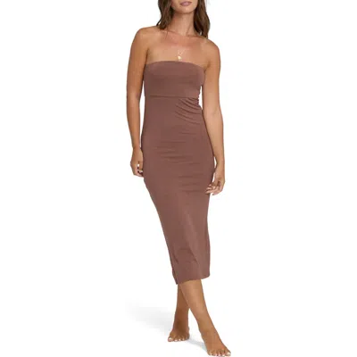 Billabong Lily Strapless Midi Dress In Brown