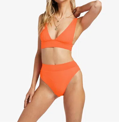 Billabong Lined Up Rise Bikini Bottom In Poppin Peach (mjl0) In Red