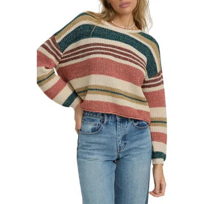 Billabong Lit Light Stripe Cotton Blend Sweater In Multi