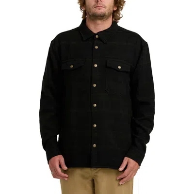 Billabong Lodge Jacquard Snap Front Shirt In Black
