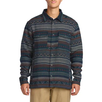 Billabong Lodge Jacquard Snap Front Shirt In Blue