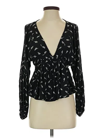 Pre-owned Billabong Long Sleeve Blouse In Black