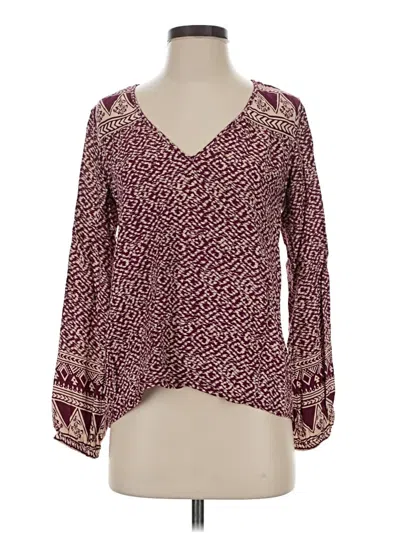 Pre-owned Billabong Long Sleeve Blouse In Burgundy