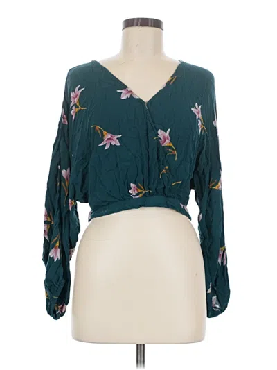 Pre-owned Billabong Long Sleeve Blouse In Teal