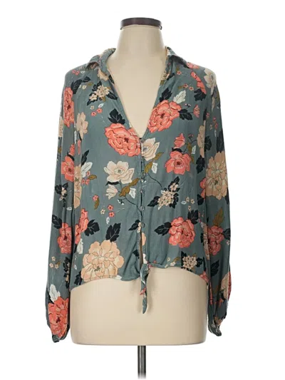 Pre-owned Billabong Long Sleeve Blouse In Teal