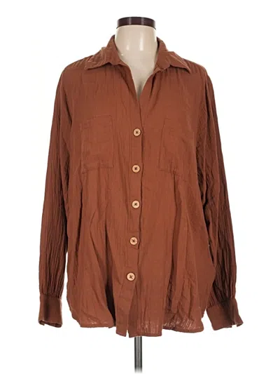 Billabong Long Sleeve Button Down Shirt In Brown