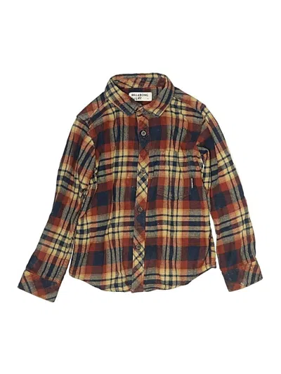 Pre-owned Billabong Kids' Long Sleeve Button Down Shirt In Brown