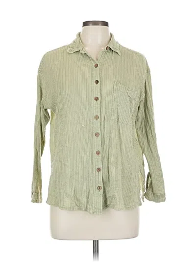 Pre-owned Billabong Long Sleeve Button Down Shirt In Green