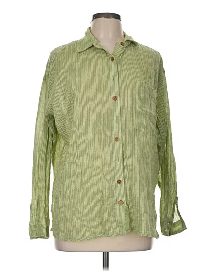 Pre-owned Billabong Long Sleeve Button Down Shirt In Green