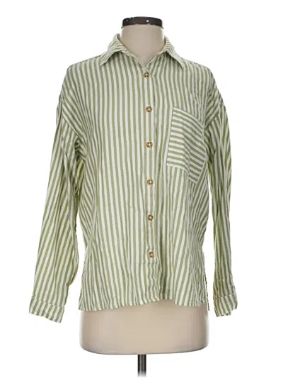 Pre-owned Billabong Long Sleeve Button Down Shirt In Green