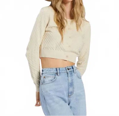 Billabong Long Sleeve She Dances Crop Cardigan In White Cap In Neutral