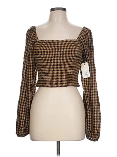 Billabong Long Sleeve Top Brown Square Neckline Tops
