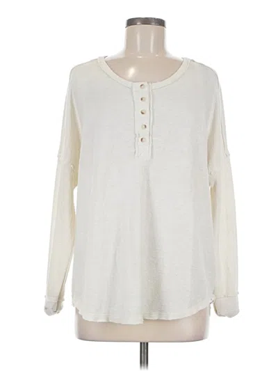 Pre-owned Billabong Long Sleeve Top Ivory Crew Neck Tops