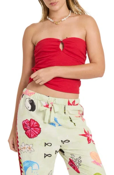 Billabong Lottie Hall Strapless Top In Red