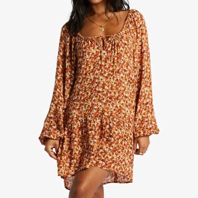 Billabong Lucky You Dress In Mocha In Multi