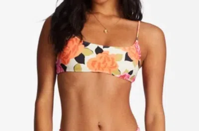 Billabong Magic Gardens Skinny Mini Crop Bikini Top In Antique White In Beige