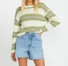 Billabong Make It Waves Stripe Cotton Blend Sweater In Green