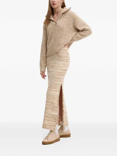 Billabong Maxi Side-split Skirt In Neutral