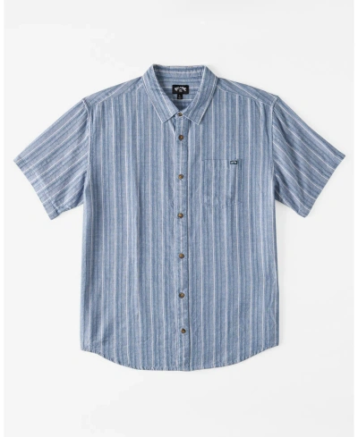 Billabong Men's All Day Stripe Short Sleeve Shirt In Vintage Indigo