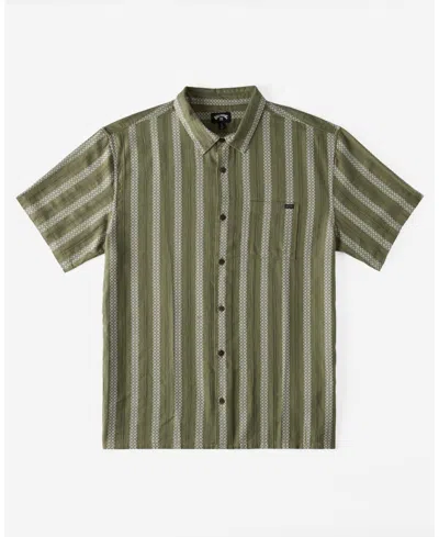 Billabong Men's Sundays Jacquard Short Sleeves Shirt In Dark Olive