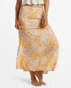 Billabong Midi Moment Printed Midi Skirt In Peach Whip In Multi