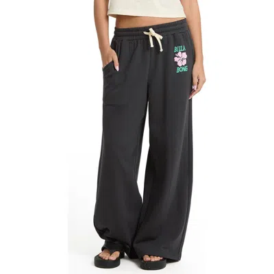 Billabong Midnight Session Wide Leg Fleece Sweatpants In Black