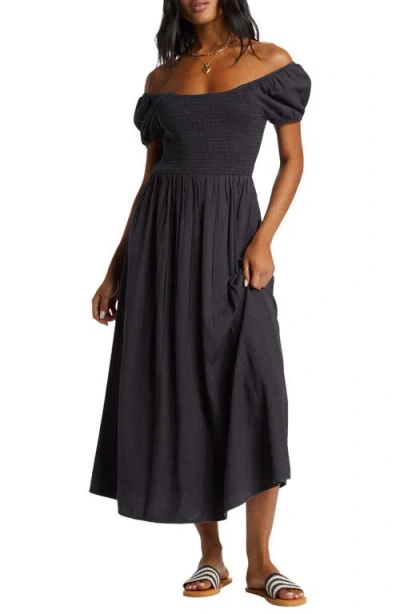 Billabong Midnight Sky Convertible Neckline Midi Dress In Black Sands