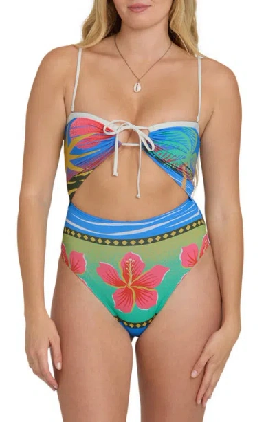 Billabong Midnight Tropics Andrew Cutout High-leg One-piece Swimsuit In Multi