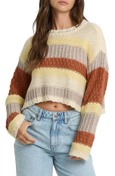 Billabong Mix Up Striped Cropped Sweater In Multi