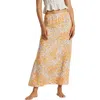 Billabong Midi Moment Printed Midi Skirt In Peach Whip In Peach Whip