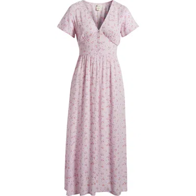 Billabong Morning Sky Floral Print Maxi Dress In Iced Lavender