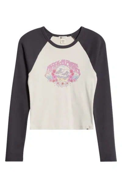 Billabong Mystic Wave Long Sleeve Crop Graphic T-shirt In White Cap