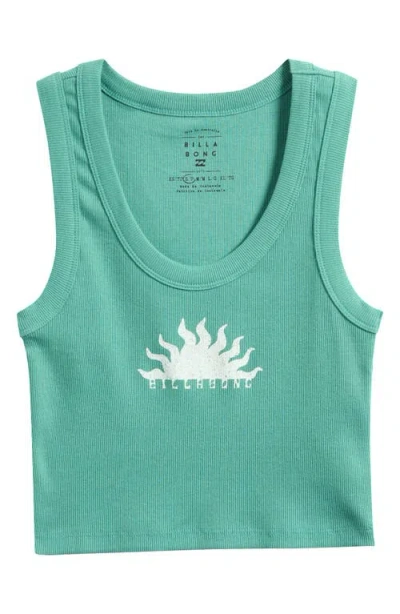 Billabong New Beginnings Crop Rib Tank In Island Green