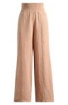 Billabong New Waves Smock Waist Cotton Gauze Pants In Brown