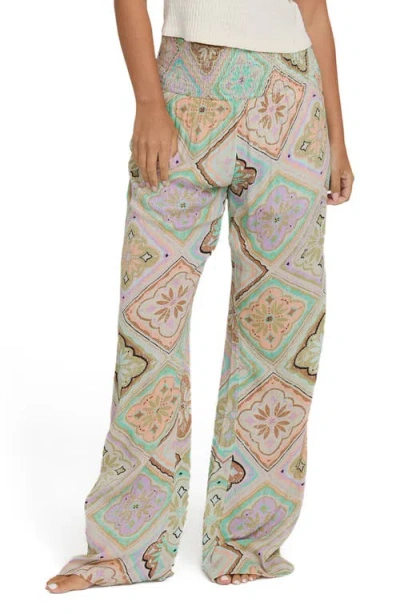 Billabong New Waves Smock Waist Cotton Gauze Pants In Multi