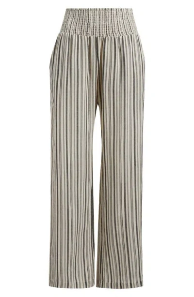 Billabong New Waves Stripe Wide Leg Pants In Black Pebb