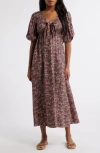 Billabong Night Fall Floral Crepe Maxi Dress In Black Sands